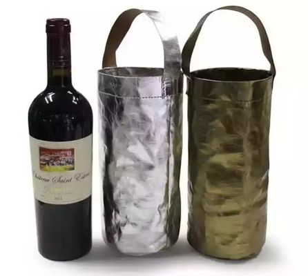 Washable Kraft Paper Single Wine Bottle Bag Thermal / Tear Resistant Portable Waterproof