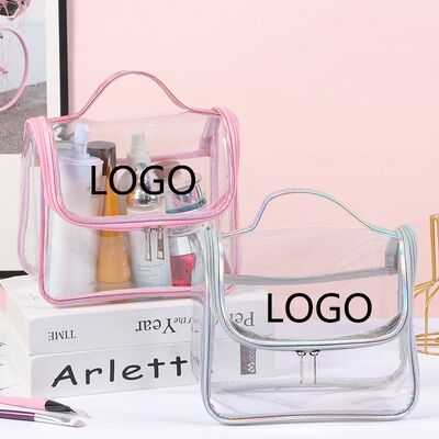 PVC Clear Makeup Bags for Women Wholesale Modern-Style Transparent Portable Handheld Minimalist Waterproof Travel Toiletry Pouch
