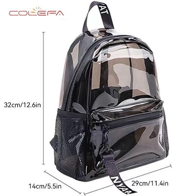 Black Transparent Backpack Modern Style Fashion Waterproof PVC Jelly Backpack Summer Travel Beach Commuting Bag with Logo
