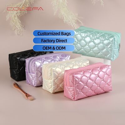 Colefa 2026 New Customizable New Polyester Waterproof Fall/Winter Embroidered Diamond-Quilted Cosmetic Bag Fashion Creative Candy-Colored Bags