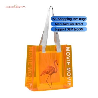 Wholesale Jelly-Color-Style PVC Bag Orange Pouch Supermarket Shopping Trendy Influencer Gift Packaging Bag with Custom LOGO