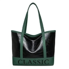 Women Oem Fashion Leather Handbags Oversize Green Black