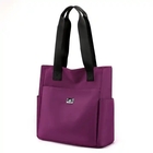 Custom printed tote bag 420d black purple nylon water resistant zipper hobo women hand bag with handle
