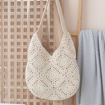 2025 New Style Floral Weave Bag Handwoven Daisy Straw Bag Women's Travel & Vacation Single Shoulder Tote Bags Wholesales