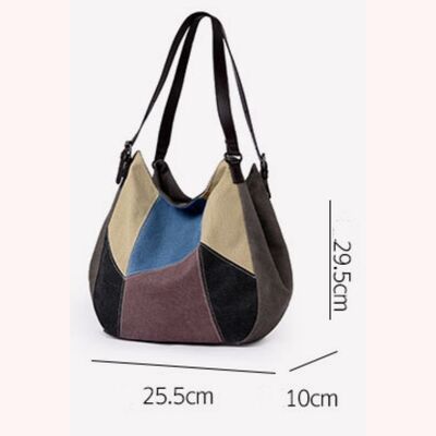 Canvas Tote Bag for Women 2026 New Arrival Patchwork Color-Blocking Large Capacity Artsy Shoulder Travel & Daily Tote Bag