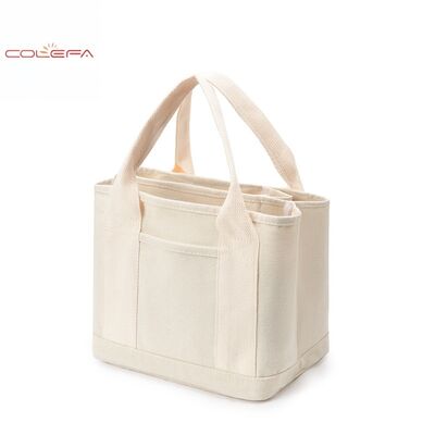 New Women's Canvas Mini Square Tote Bag Large Capacity Fashionable & Minimalist Lightweight with Multiple Compartments Storage