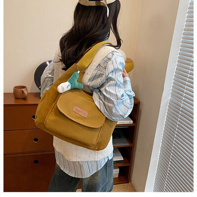 Canvas Bags for Women Spring/Summer Versatile Tote Bag Outing Mom Student Shoulder Underarm Commuting Bags Handheld Tote Bag