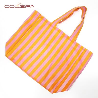 New Arrival Striped Canvas Tote Bag Fashion Popular Multi-Color Large Capacity Women's Tote Bag for Beach & Daily Commuting