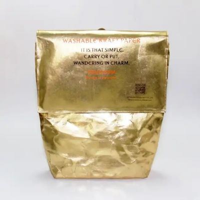Custom Eco Waterproof Durable Metallic Washable Kraft Paper Bag Computer Craft Backpack