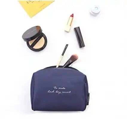 Waterproof Washable Travel Nylon Cosmetic Bag Plain Toiletry Zippered Makeup Bag