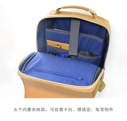 Manufactures Custom Male Brown Washable Kraft Paper Bag Softback Backpack With Front Flap