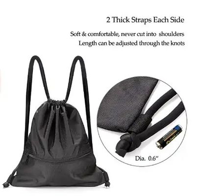 Custom 420D Large Strong Ripstop Waterproof Nylon 420D / 210D Polyester Black Drawstring Backpack