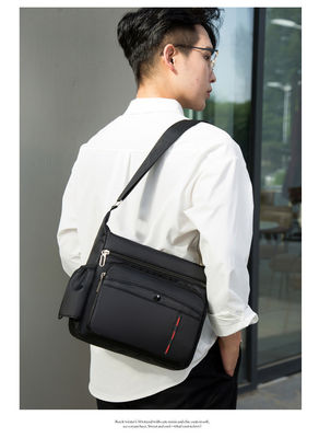 Black OEM ODM Messenger Crossbody Bag With Bottle Holder Pocket