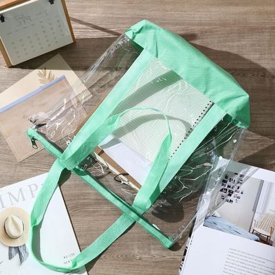 2026 New Customizable Transparent PVC Tote Shopping Bag with Reinforced Seams Colorful Zipper Shopping Laser-Effect Jelly Bag