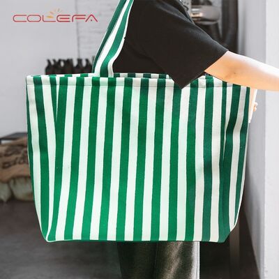 New Arrival Striped Canvas Tote Bag Fashion Popular Multi-Color Large Capacity Women's Tote Bag for Beach & Daily Commuting