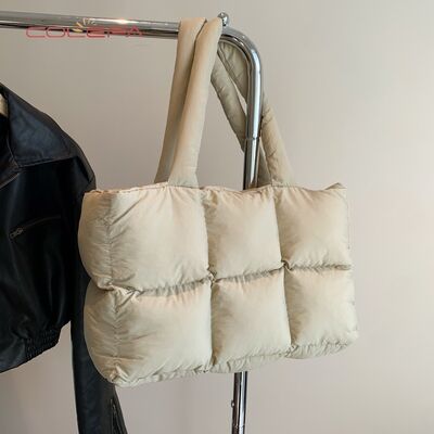 New Custom Color Nylon Cotton-Filled Women's Bag Minimalist Quilted Tote Bag Soft Checkered Shoulder Bag Underarm Tote Bags