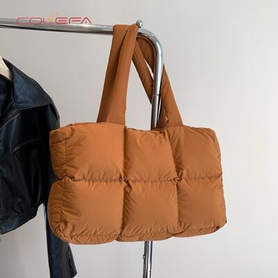 New Custom Color Nylon Cotton-Filled Women's Bag Minimalist Quilted Tote Bag Soft Checkered Shoulder Bag Underarm Tote Bags