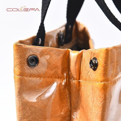 Multi-Layer Vintage-Washed DuPont Paper Bag + Transparent PVC Waterproof Single-Shoulder Paper Shopping Tote Bags with Logo