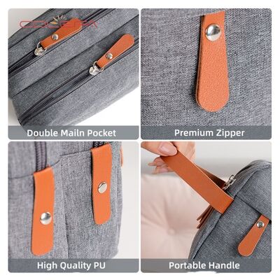 Men's Travel Toiletry Bag Double-Layer Large Capacity Cosmetic Pouch Solid-Color Oxford Storage Bag Convenient Handheld Tote