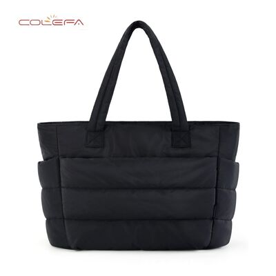 Polyester Cotton-Filled Tote Bags Custom Women's Shoulder Large Capacity Tote Bag Travel Laptop Bag Premium Quality with LOGO