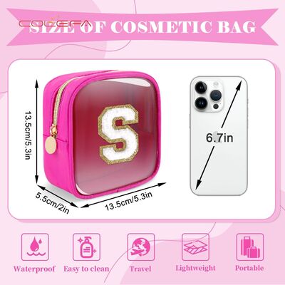 Wholesale Waterproof Transparent PVC Embroidered Letter Cosmetic Bag Large Capacity High-Fashion Travel Toiletry Bag in Stocks