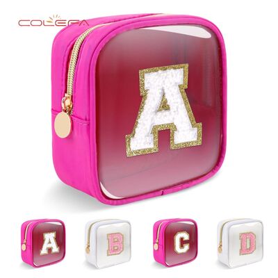 Wholesale Waterproof Transparent PVC Embroidered Letter Cosmetic Bag Large Capacity High-Fashion Travel Toiletry Bag in Stocks