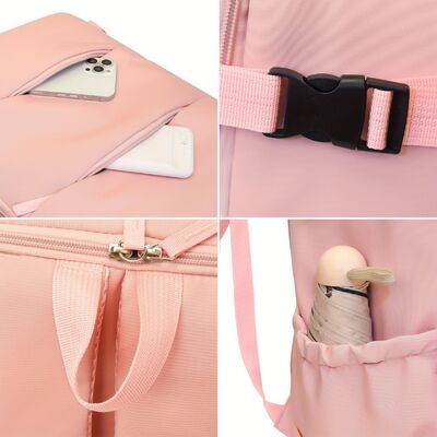 Multifunctional Unisex Backpack for College Students Oxford Made Pink Travel Waterproof Outdoor Backpack for Short Business Trip