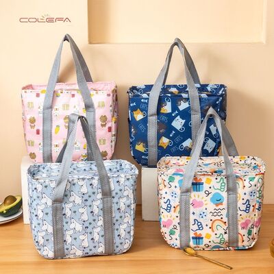 Floral Square-Shaped Lunch Bag Large Capacity Insulated Bag Oxford Lunch Bags Bento Bag Insulated Direct Manufacturer Made