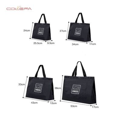 Oxford Fabric Black Shopping Bag Modern Travel Eco-Friendly Tote Supermarket Bag Large Capacity Foldable Thickened Storage Bag