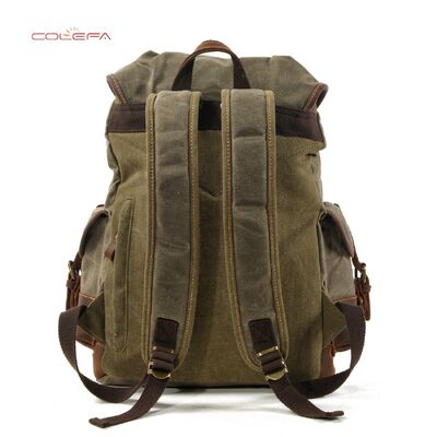 European & American Style Outdoor Backpack Casual Book Bag Large Capacity Travel Backpack Canvas & PU Leather Blend Hiking Bag