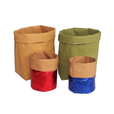 Wholesale Reusable washable kraft paper Plants Bins Organizer Toys Storage Bag