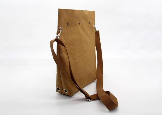 Custom Brown Kraft Paper Washable Shoulder Bag Casual Eco Friendly No Zipper For Men