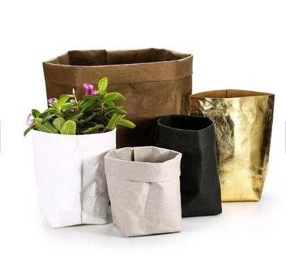0.55mm Washble Kraft Paper Storage Bags Light Reusable Paper Bag Seedling Pots