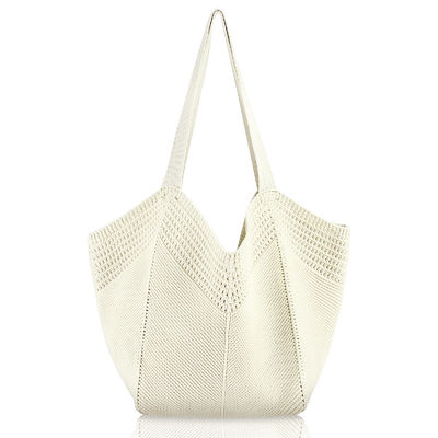 Custom Casual Large-Capacity Polyester Knit Bag New Lace-Up Sweet Style Single Shoulder Bags Vacation Beach Women's Handheld