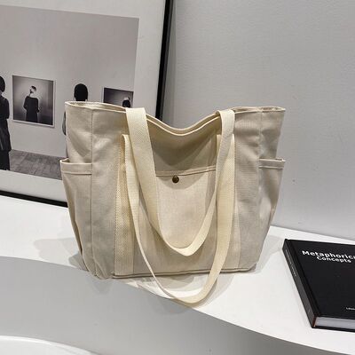 Large Capacity Tote Canvas Bag Work & Outings Stylish Commuting Versatile Literary Student Style Book-Carrying Shoulder Bag