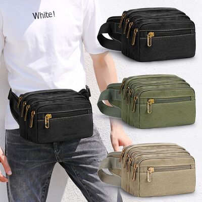Mensen Canvas Waist Bag Grote capaciteit Meerlaagse geldtas Multifunctionele bouwplaats Sport slijtvast Waist Bag