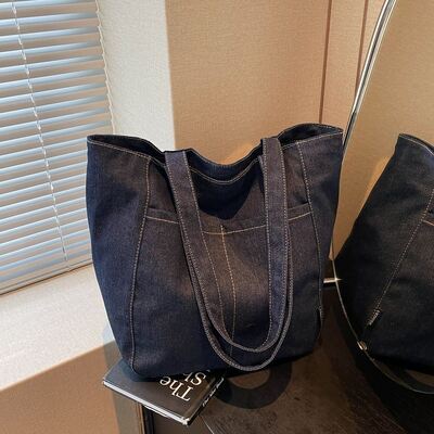 New Style Shoulder Tote Bag Denim Made 2026 College Student Class Tote Bag Underarm Large Capacity Bag Women's Commuting Use