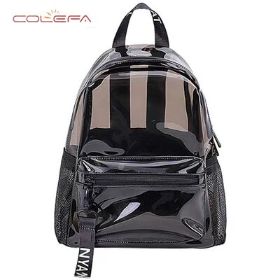 Black Transparent Backpack Modern Style Fashion Waterproof PVC Jelly Backpack Summer Travel Beach Commuting Bag with Logo