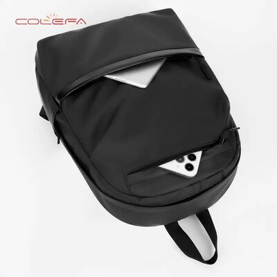 Men's Business Polyester Backpack Large Capacity Laptop Black Portable Backpack Lightweight Soft Backpack Wholesale with Custom LOGO